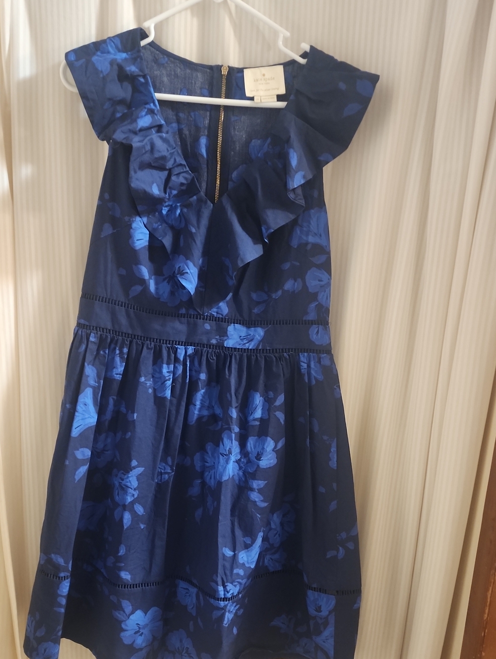 kate spade Navy & Royal Blue Floral Ruffle Midi Dress